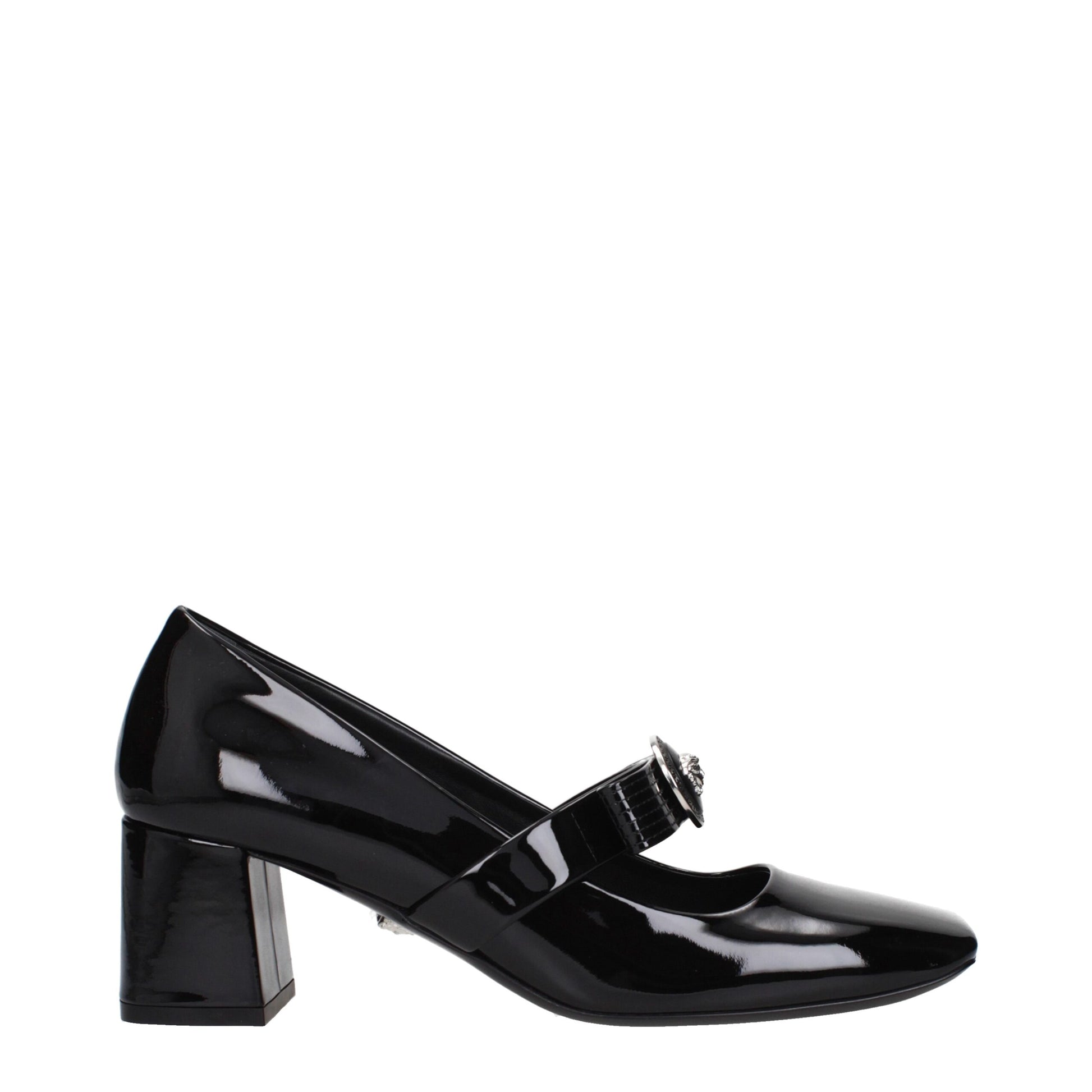Versace Black Leather Mid Heel Pumps – A Statement of Glamour