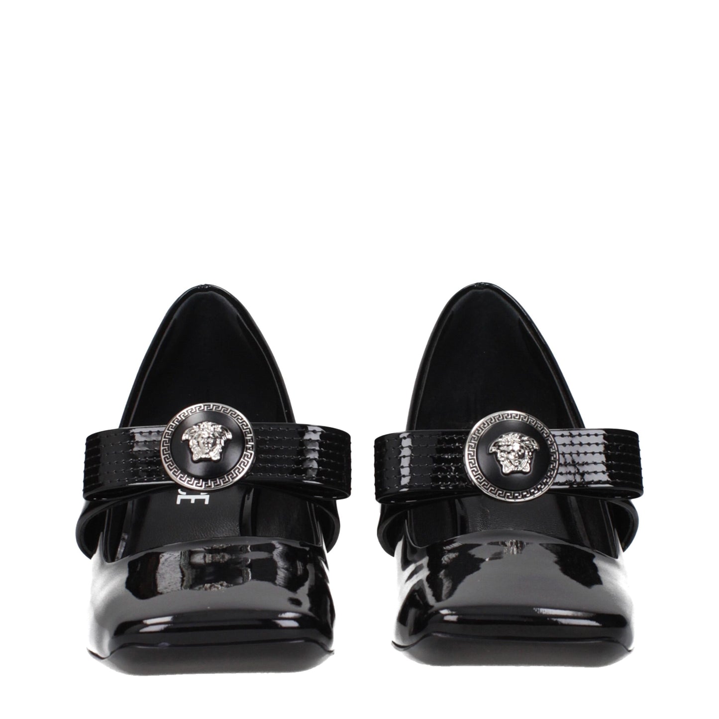 Versace Black Leather Mid Heel Pumps – A Statement of Glamour