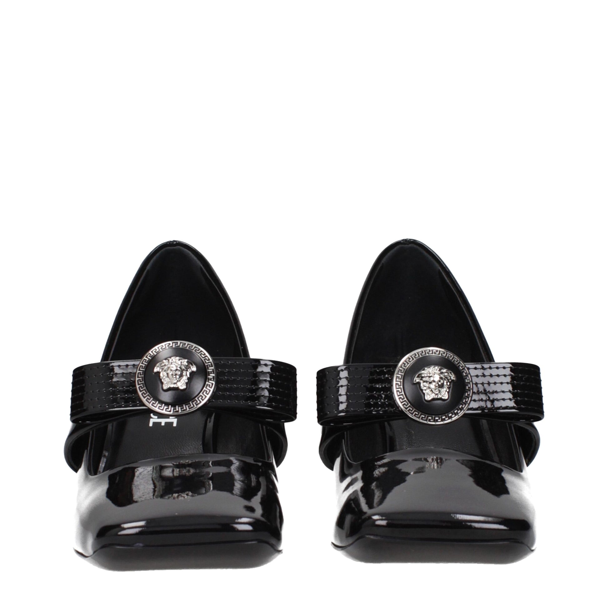 Versace Black Leather Mid Heel Pumps – A Statement of Glamour