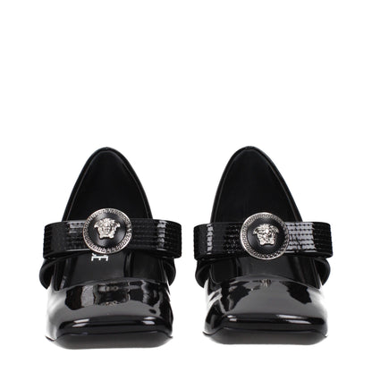Versace Black Leather Mid Heel Pumps – A Statement of Glamour