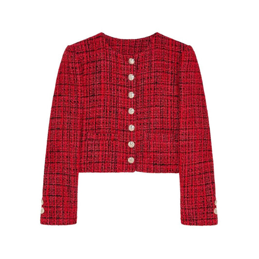 Patrizia Pepe Red Tweed Blazer