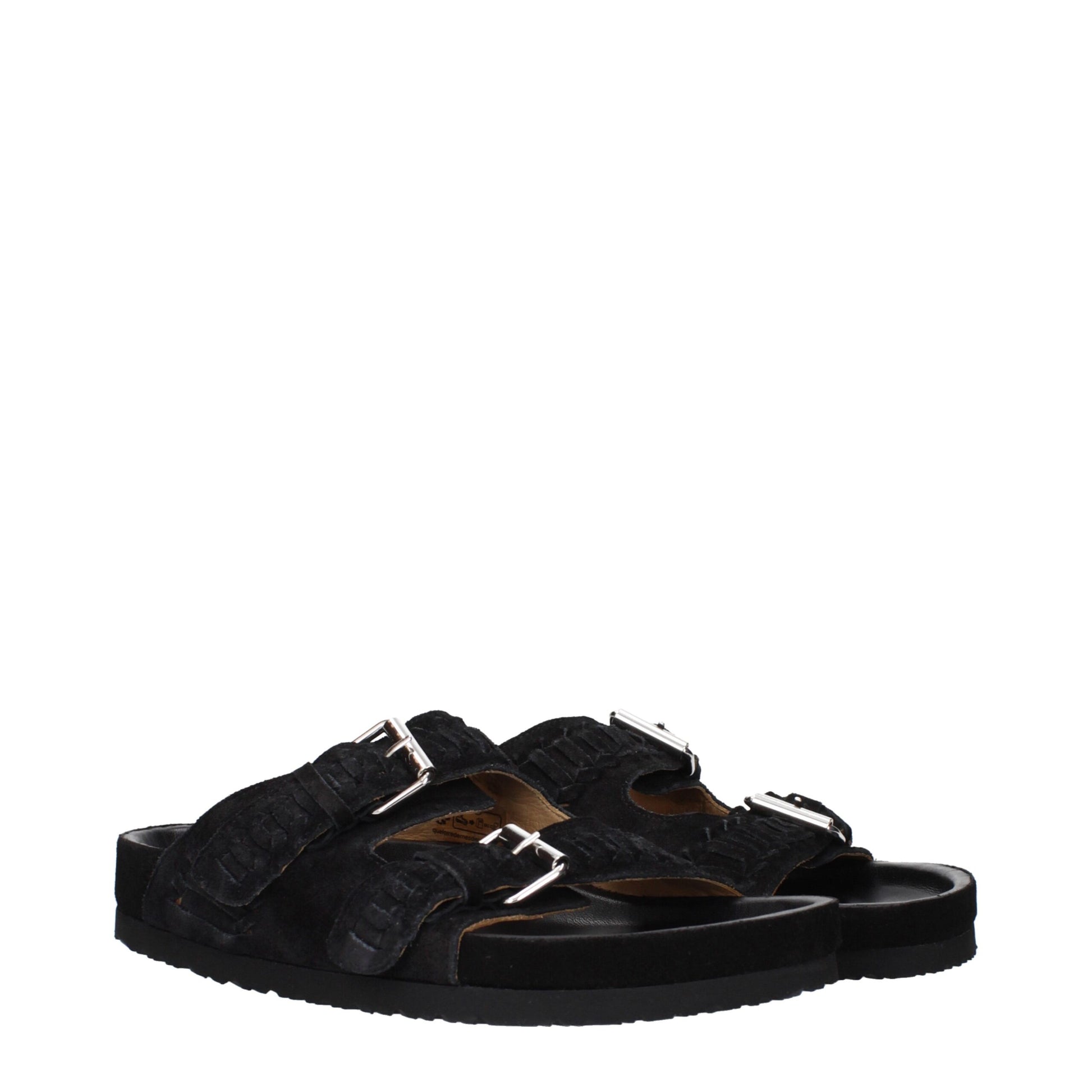 Isabel Marant Black Leather Slippers Sandals