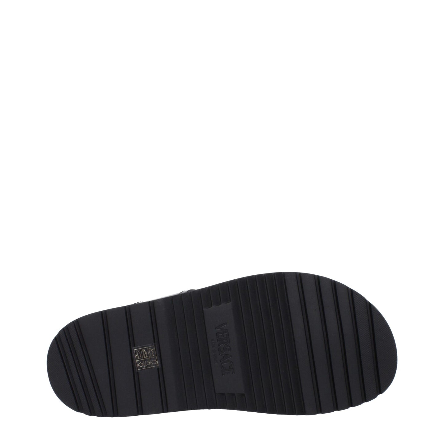 Versace Black Leather Flat Sandals - Bold Elegance for Every Occasion