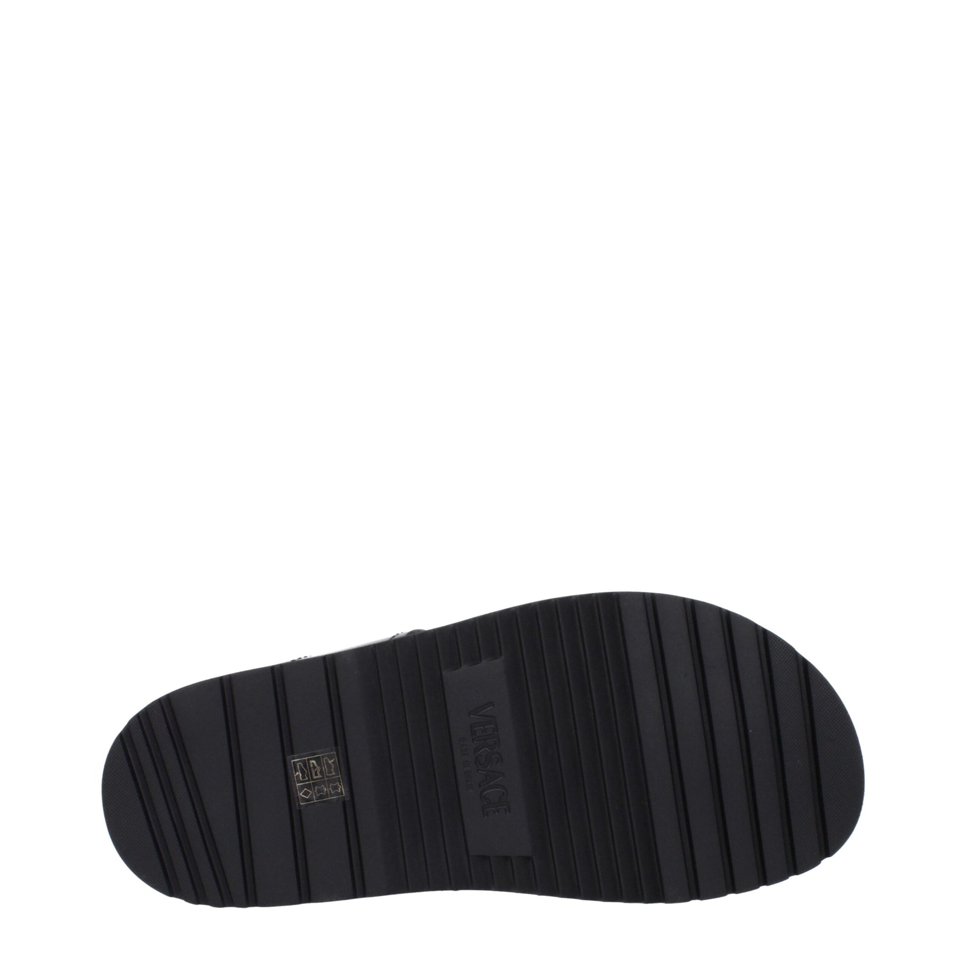 Versace Black Leather Flat Sandals - Bold Elegance for Every Occasion