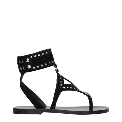 Isabel Marant Black Leather Flip-Flop Sandals