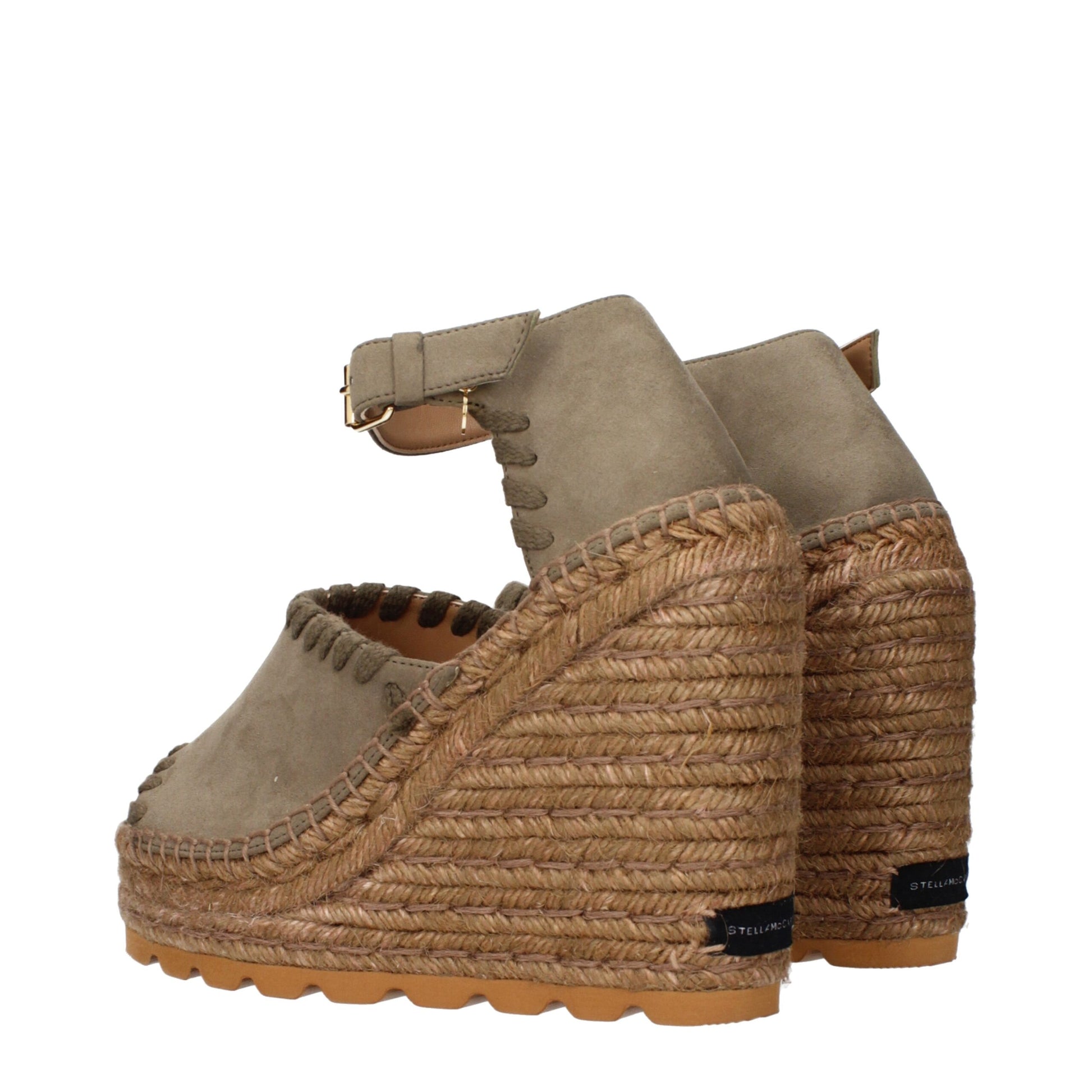 Stella McCartney Green Leather Wedge Sandals