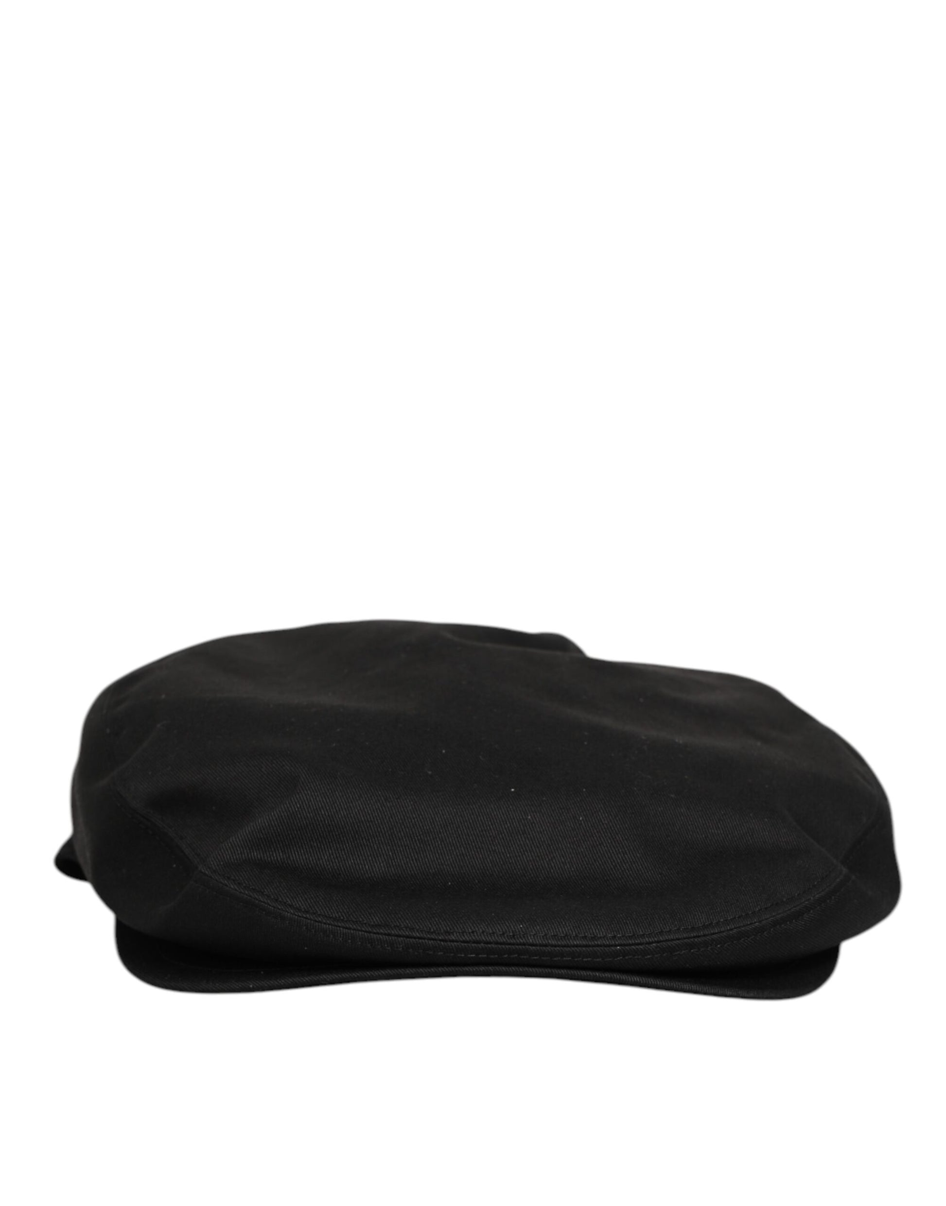 Dolce & Gabbana Black Cotton DG Logo Newsboy Cap