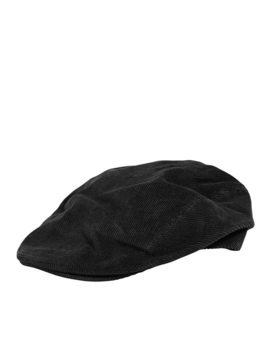 Dolce & Gabbana Black Cotton DG Logo Newsboy Cap