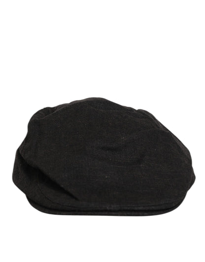 Dolce & Gabbana Black Cotton DG Logo Newsboy Cap