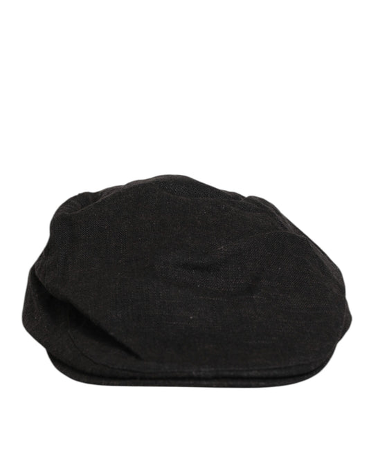 Dolce & Gabbana Black Cotton DG Logo Newsboy Cap