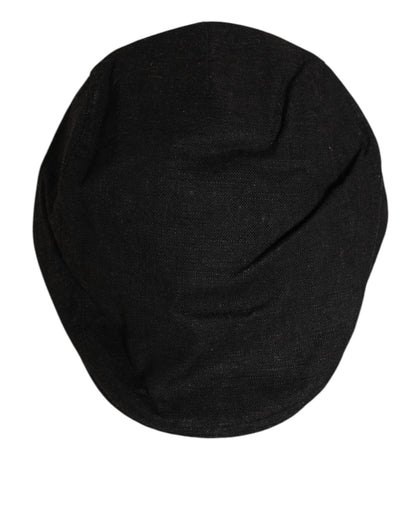 Dolce & Gabbana Black Cotton DG Logo Newsboy Cap