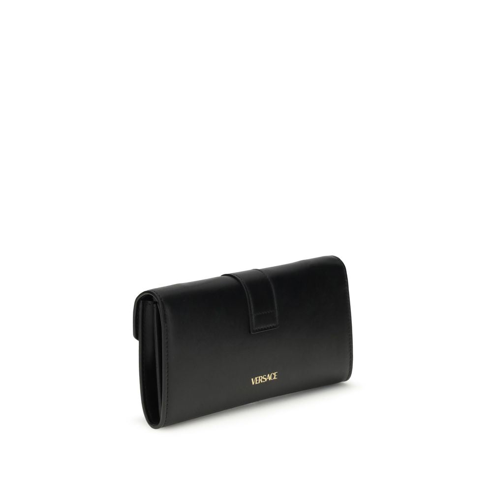 Versace Black Chain Wallet in Garnet Calfskin