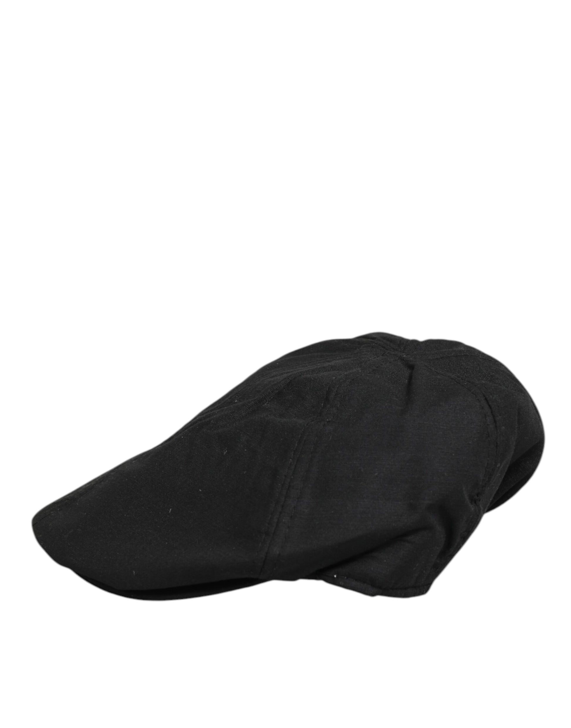 Dolce & Gabbana Black Cotton DG Logo Newsboy Cap