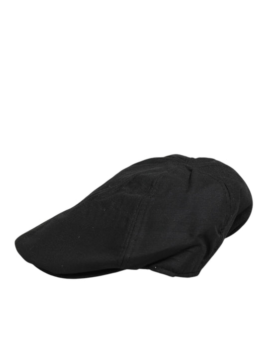 Dolce & Gabbana Black Cotton DG Logo Newsboy Cap