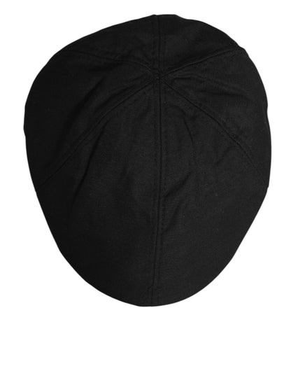 Dolce & Gabbana Black Cotton DG Logo Newsboy Cap