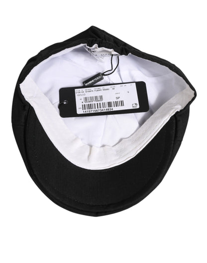Dolce & Gabbana Black Cotton DG Logo Newsboy Cap
