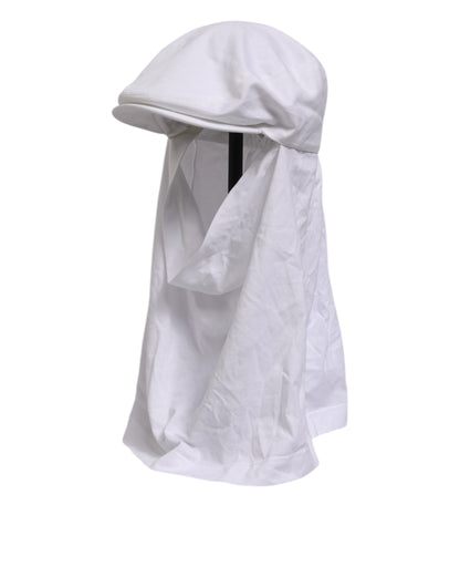 Dolce & Gabbana White Cotton DG Logo Plaque Baseball Balaclava Hat