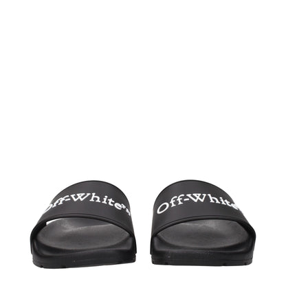 Off-White Black Cotton Slippers Sandals