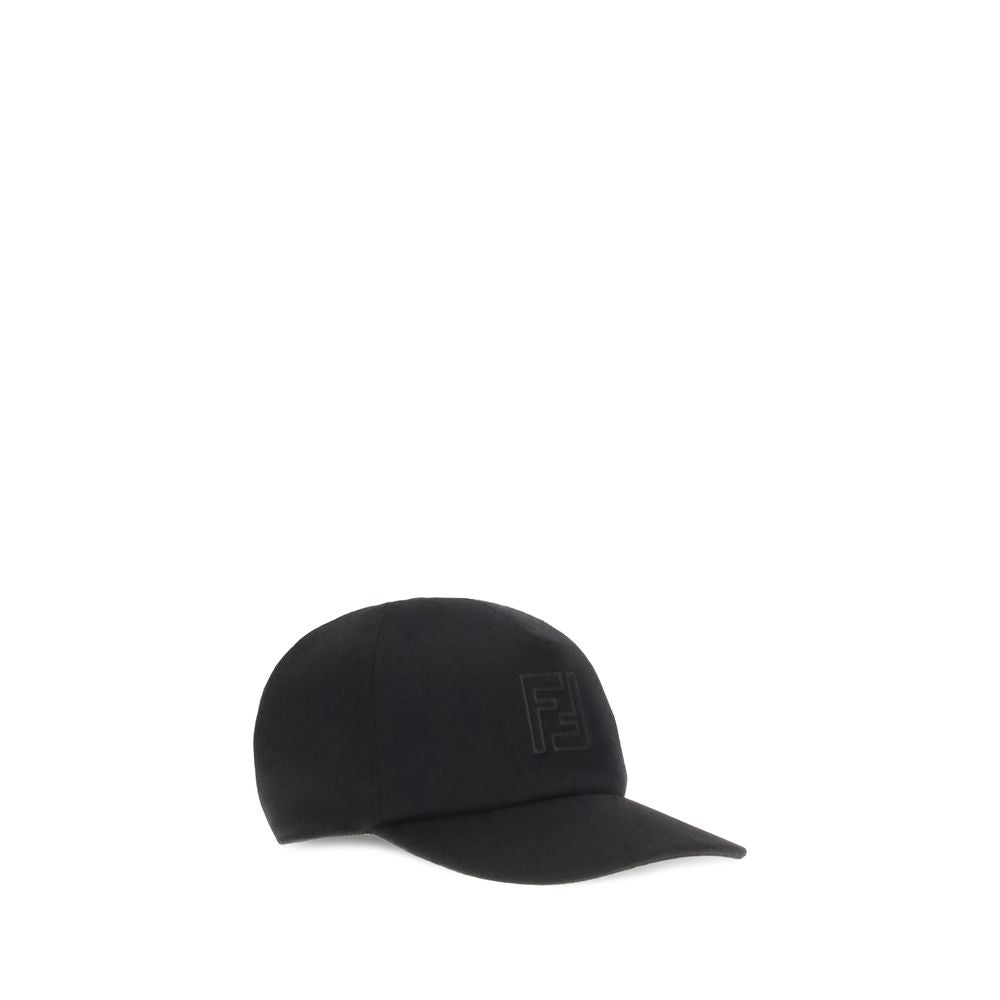 Fendi Black Wool Cap - Sophisticated Baseball Hat