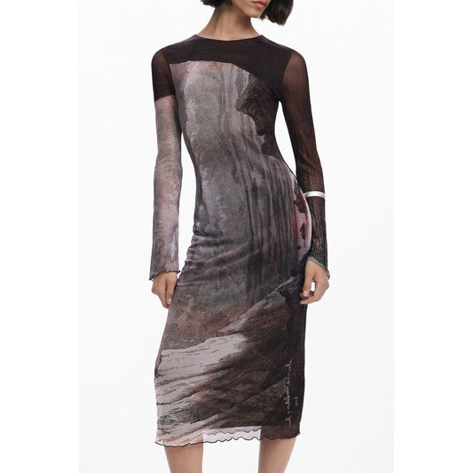 Desigual Brown Polyester Long Dress for Women