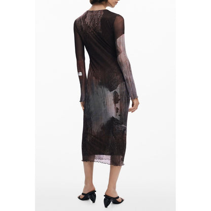 Desigual Brown Polyester Long Dress for Women