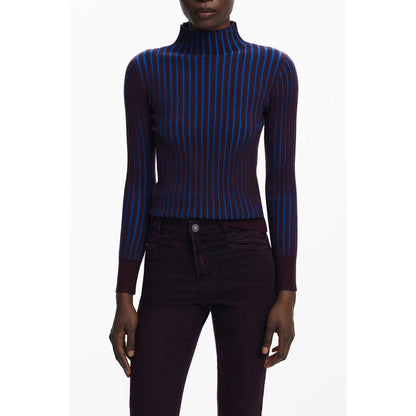 Desigual Brown Long-Sleeved High-Neck Sweater
