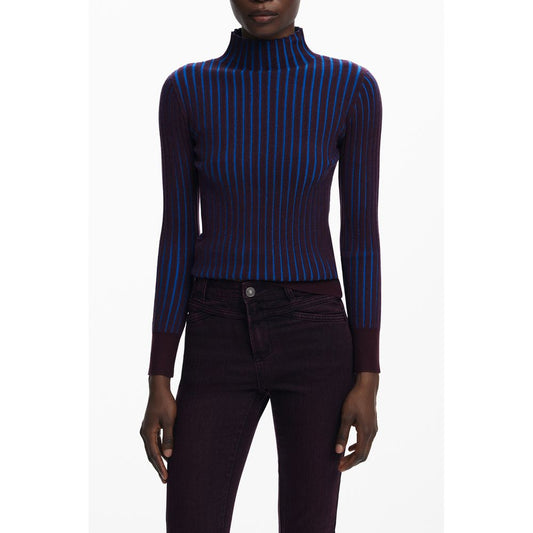 Desigual Brown Long-Sleeved High-Neck Sweater