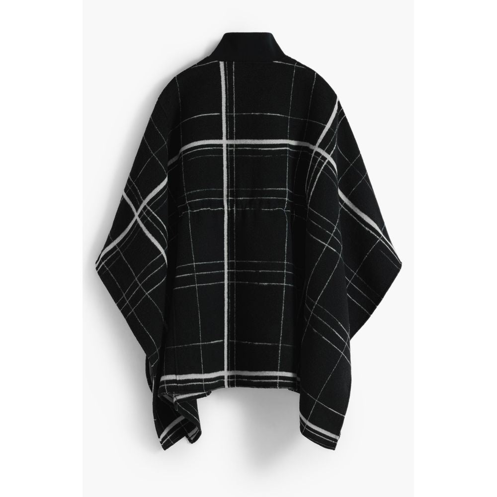 Desigual Aldama Cuadros Black Wool Women Poncho