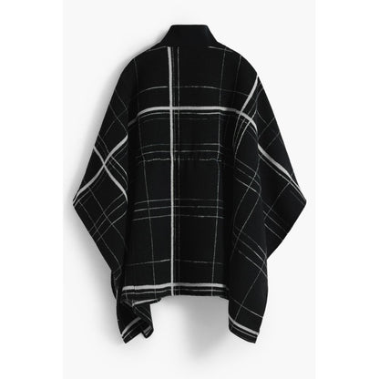 Desigual Aldama Cuadros Black Wool Women Poncho