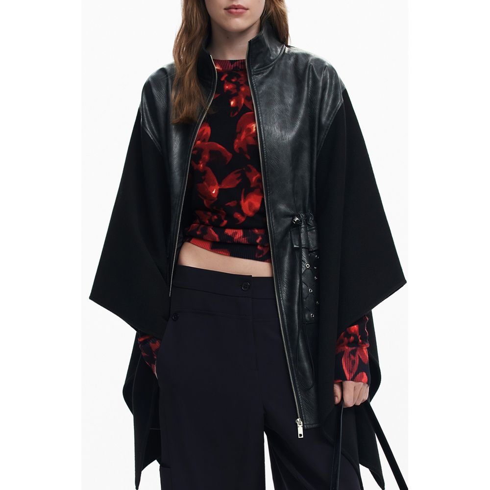 Desigual Aldama Eyelets Poncho in Black