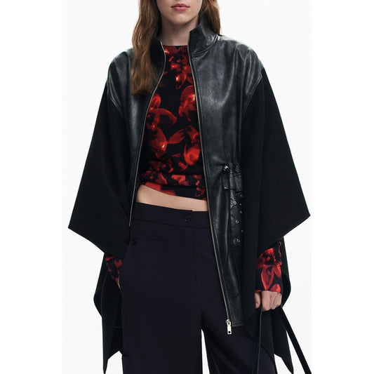 Desigual Aldama Eyelets Poncho in Black