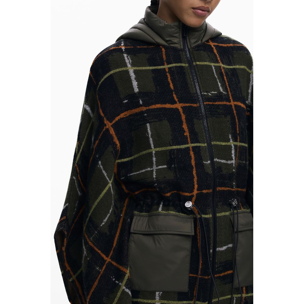Desigual Green Polyester Hooded Poncho