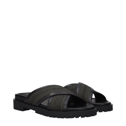 Off-White Green Fabric Flat Sandals