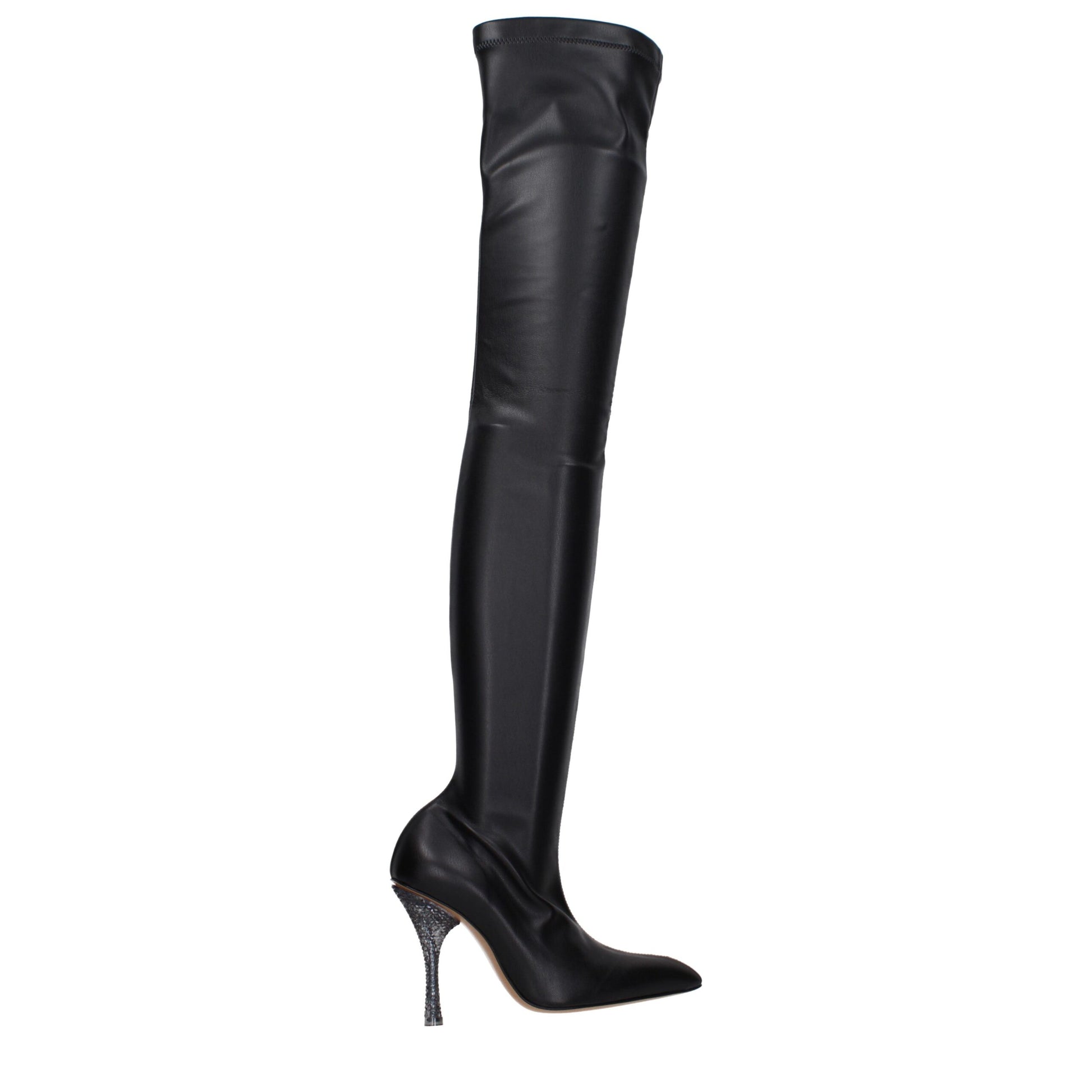 Off-White Black Leather Over The Knee Boots