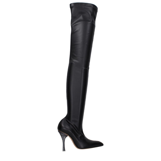 Off-White Black Leather Over The Knee Boots