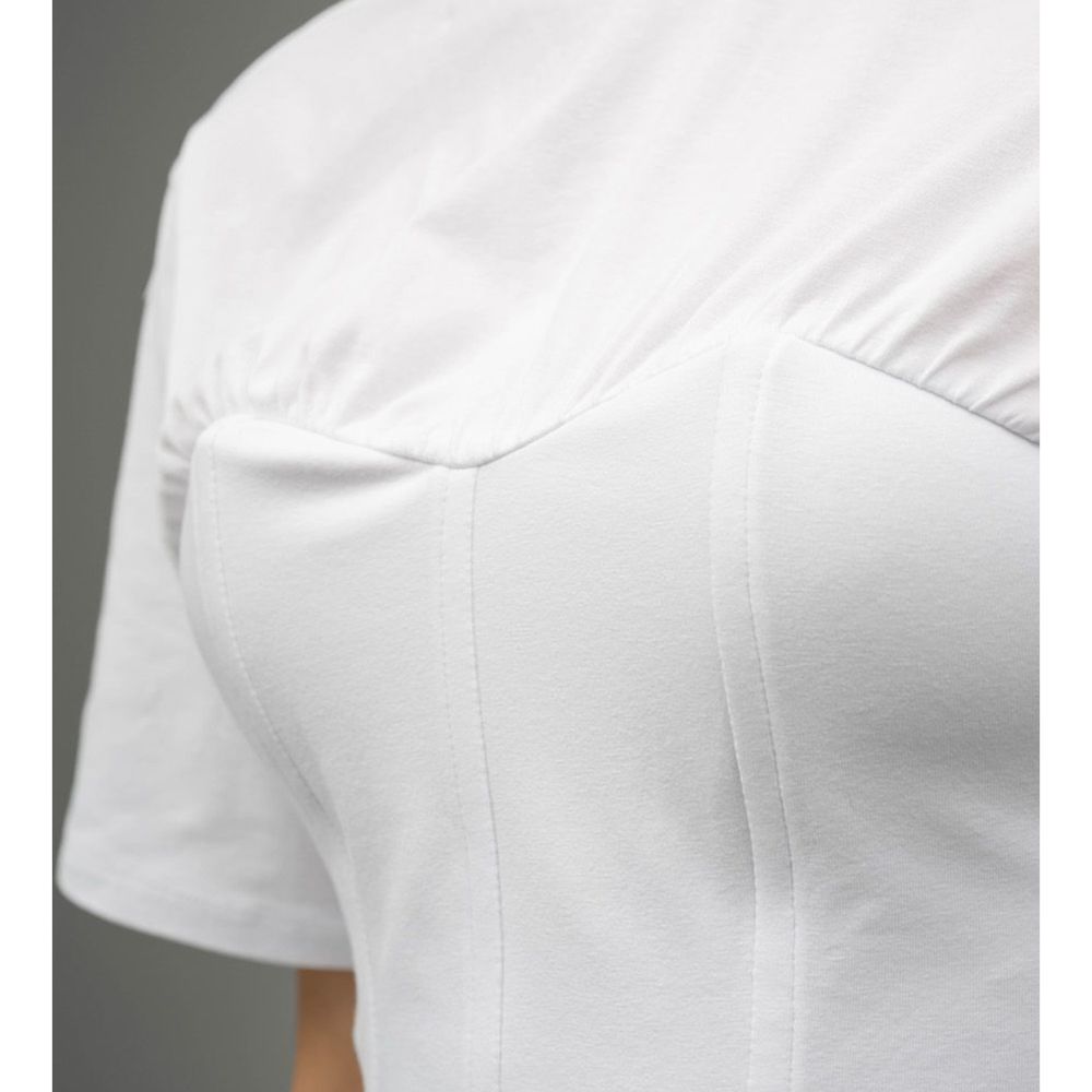 Patrizia Pepe White Cotton T-Shirt with Bustier Details