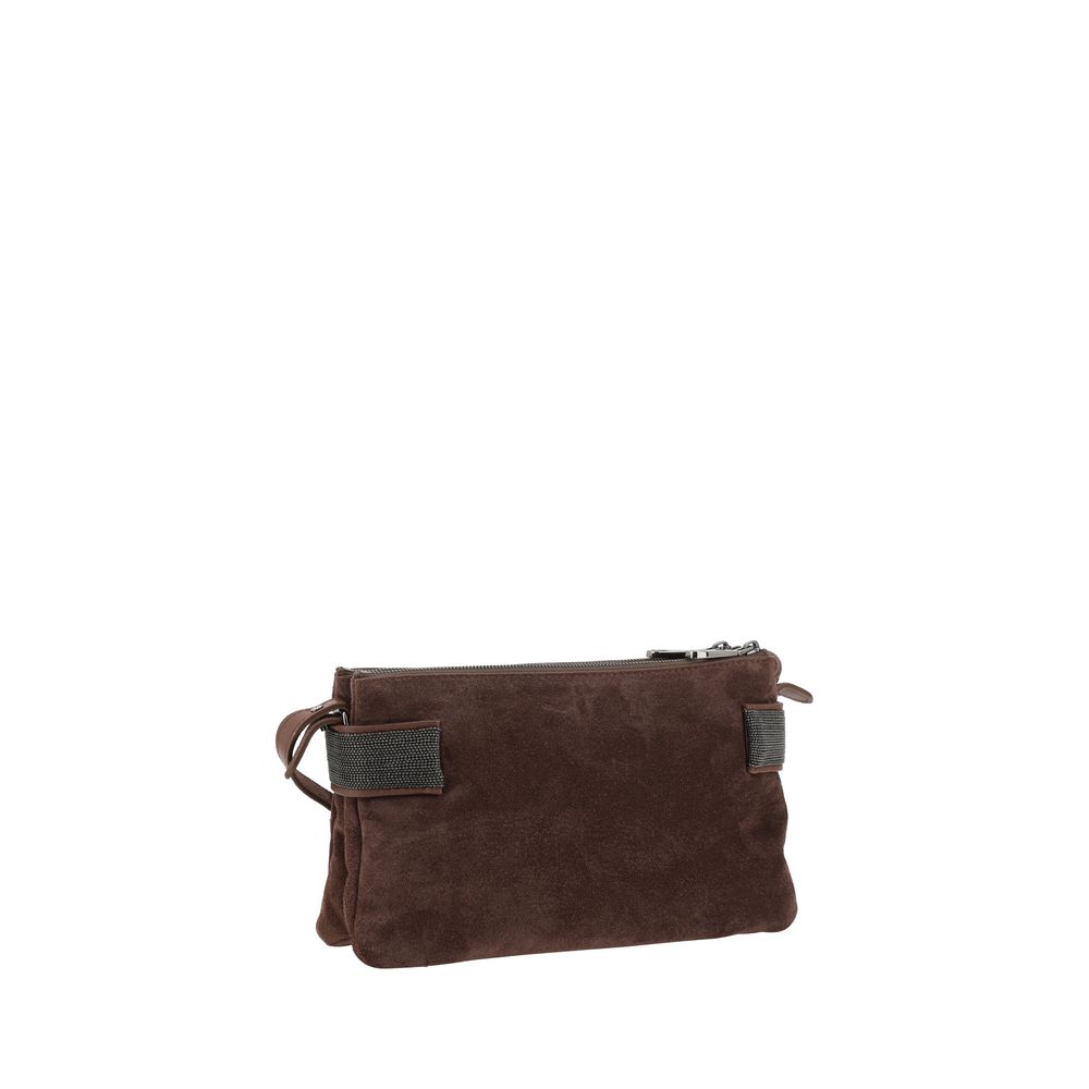 Brunello Cucinelli Suede Leather Shoulder Bag