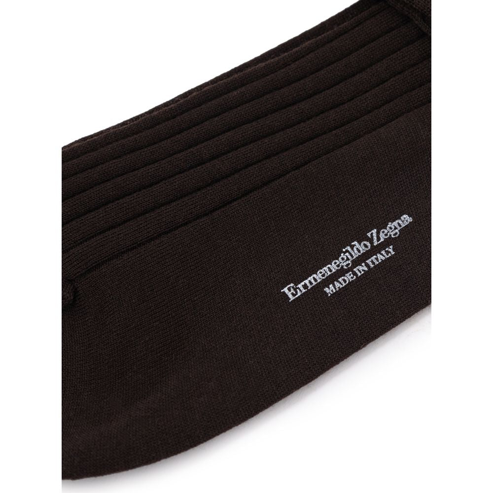 ZEGNA Brown Wool Sock - Premium 3-Pack for Men