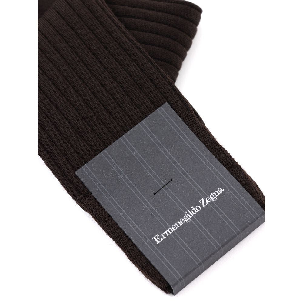 ZEGNA Brown Wool Sock - Premium 3-Pack for Men