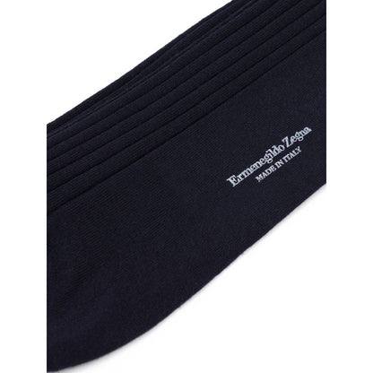 ZEGNA Navy Blue Wool Sock 3-Pack