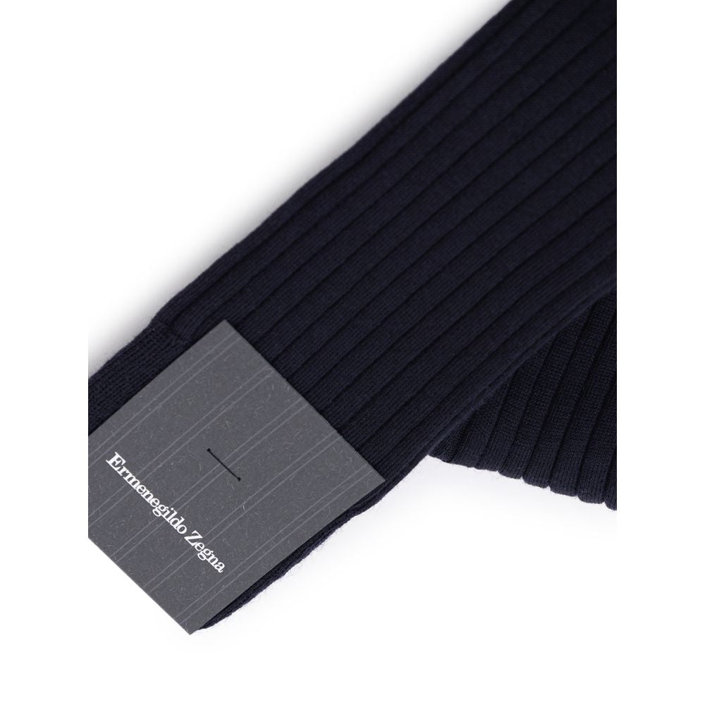 ZEGNA Navy Blue Wool Sock 3-Pack