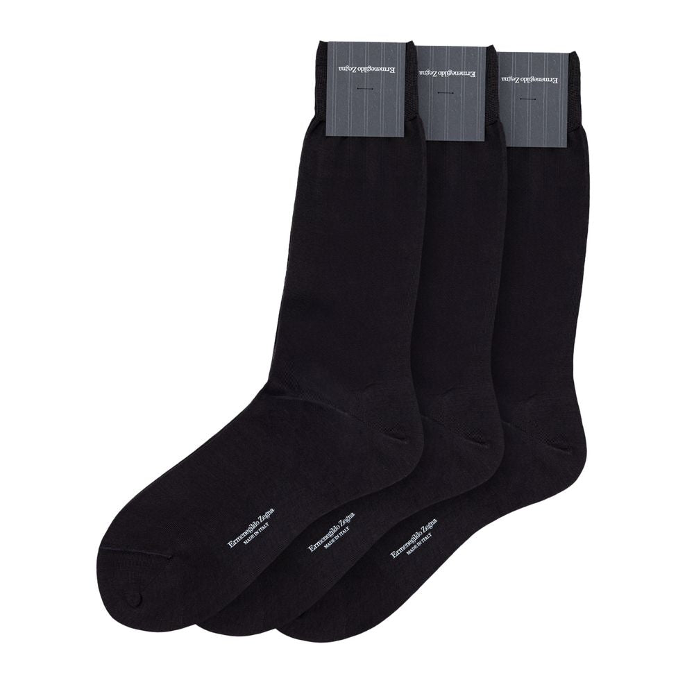 ZEGNA Gray Cotton Sock – 3-Pack of Premium Men's Socks