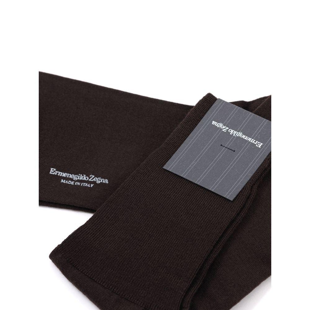 ZEGNA Brown Wool Sock - 3-Pack Luxury Men’s Socks