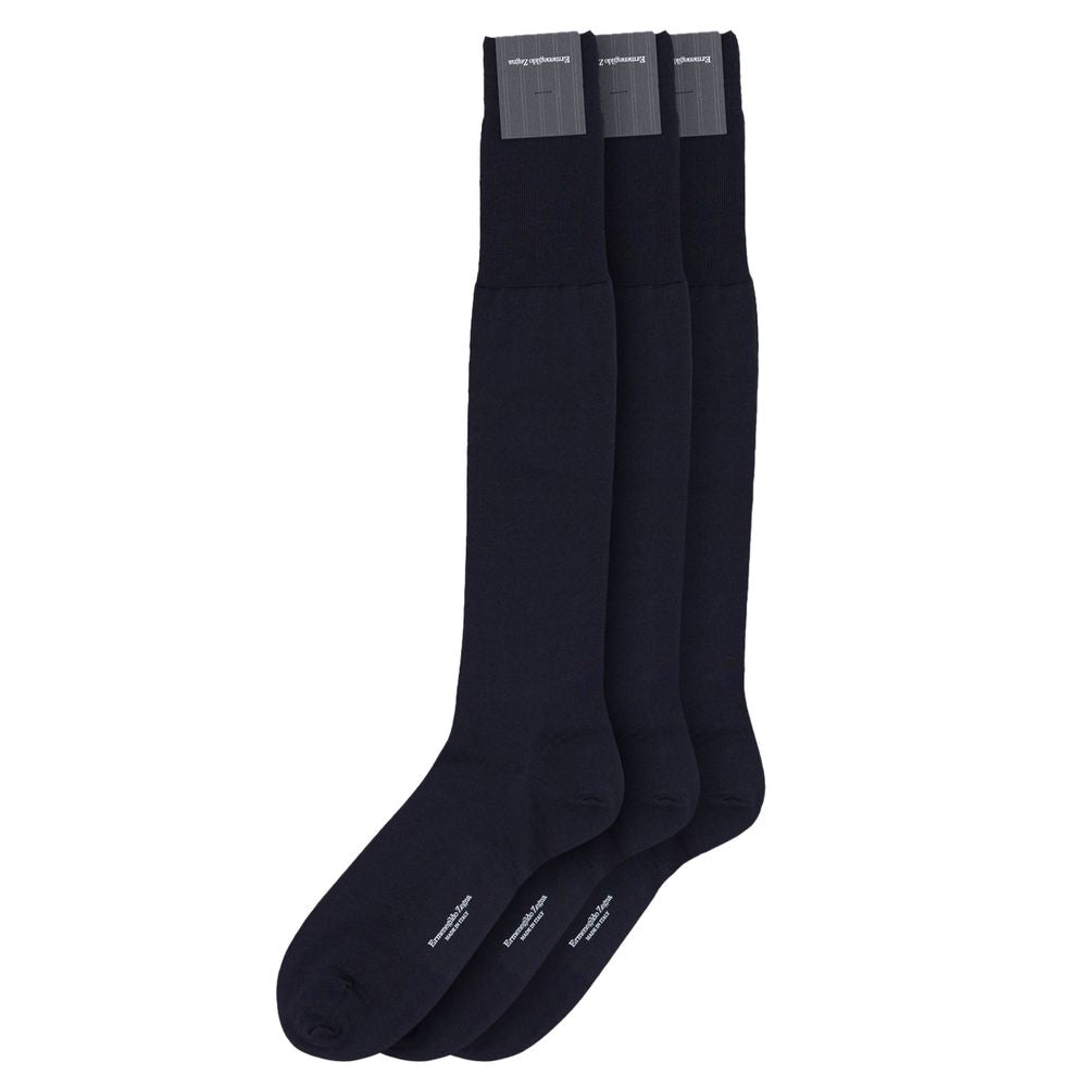 Ermenegildo Zegna Navy Blue Wool Sock 3-Pack for Men