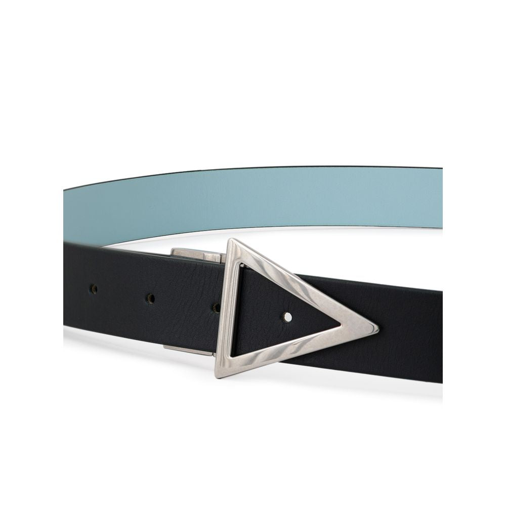 Bottega Veneta Black & Light Blue Green Reversible Leather Belt
