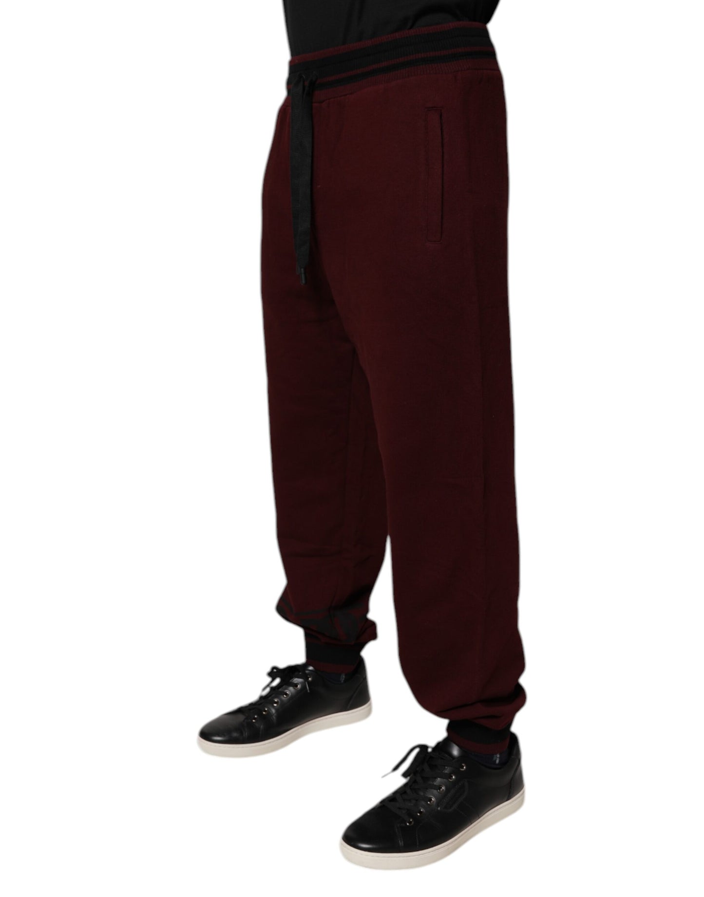 Dolce & Gabbana Maroon Cotton Men's Jogger Sweatpants