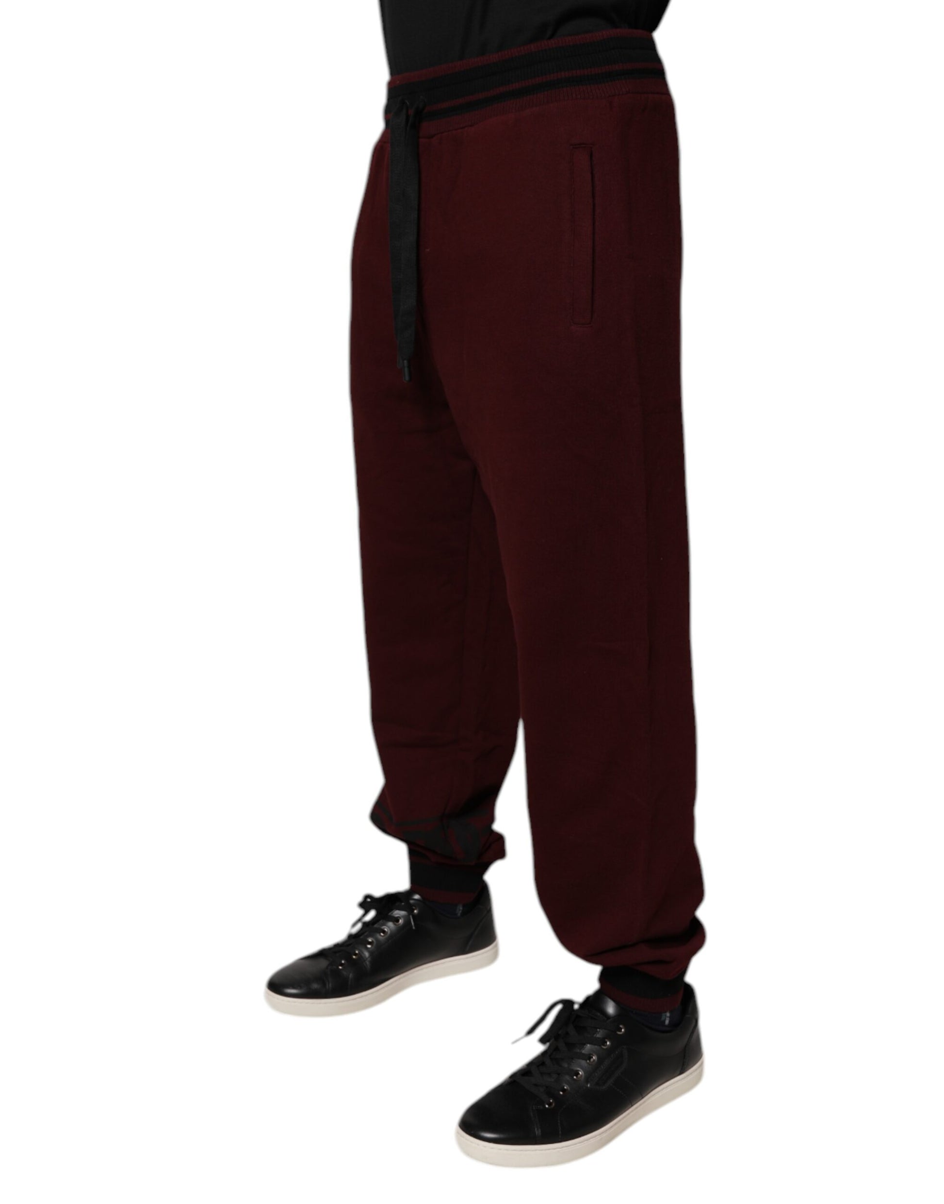 Dolce & Gabbana Maroon Cotton Men's Jogger Sweatpants