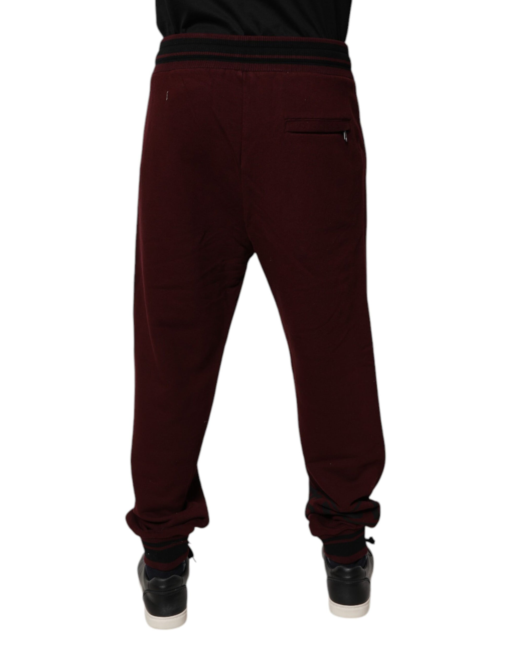 Dolce & Gabbana Maroon Cotton Men's Jogger Sweatpants