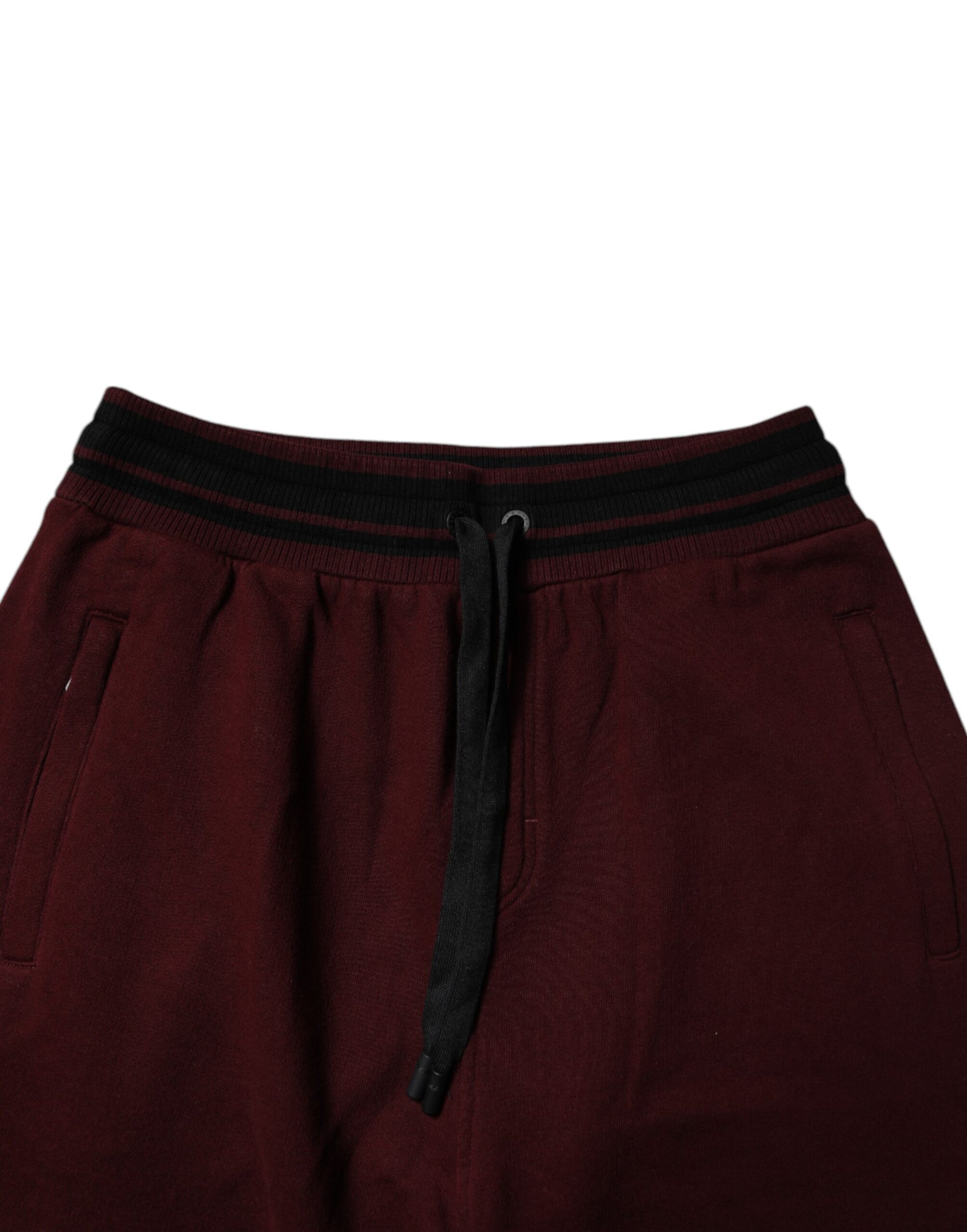 Dolce & Gabbana Maroon Cotton Men's Jogger Sweatpants