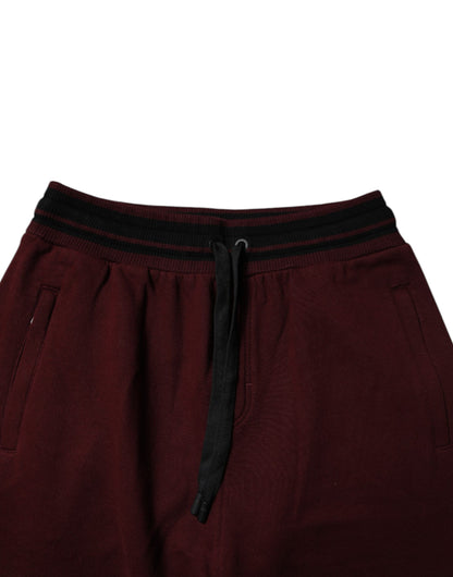 Dolce & Gabbana Maroon Cotton Men's Jogger Sweatpants